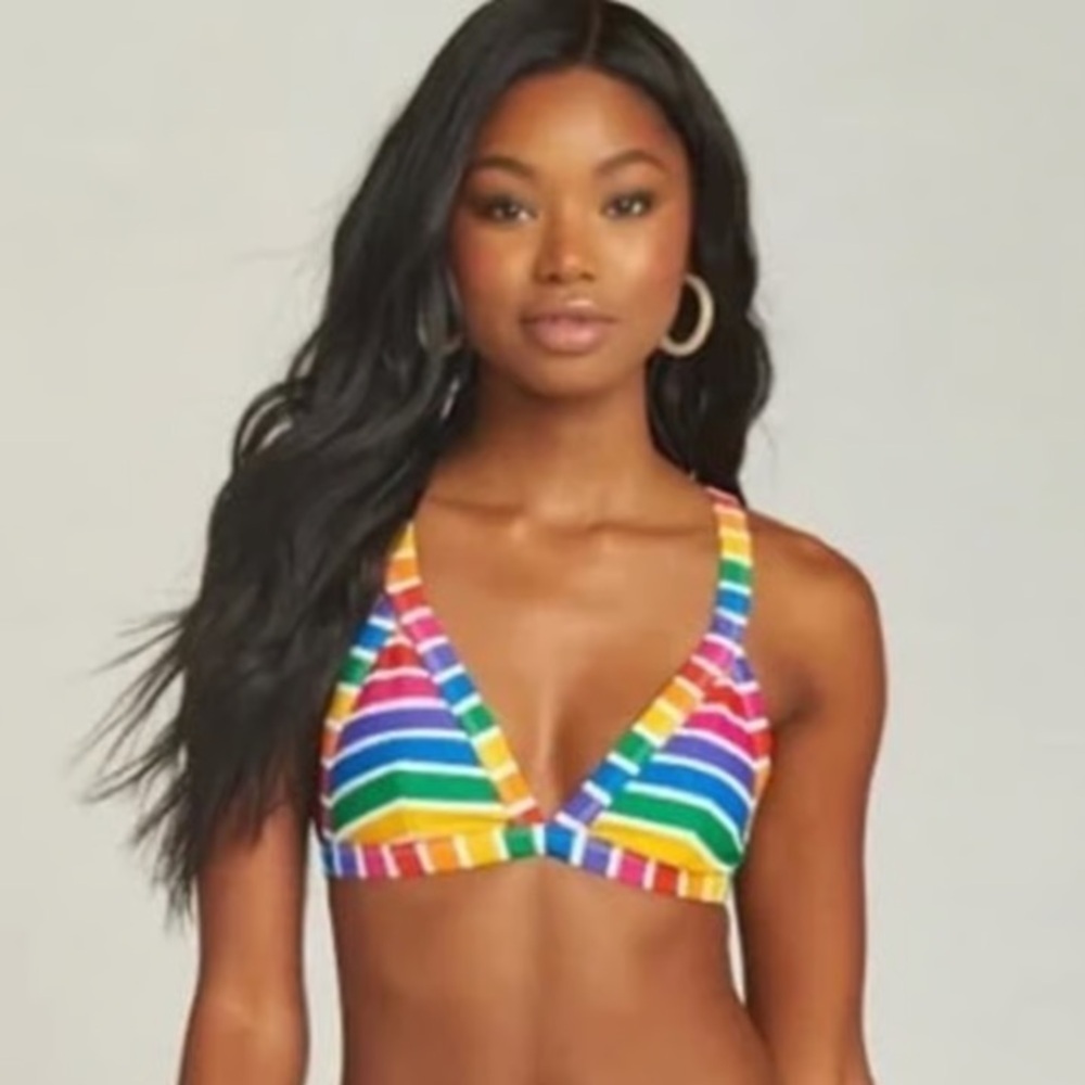 Show Me Your MuMu Mermaid Striped Bikini Triangle Top Small